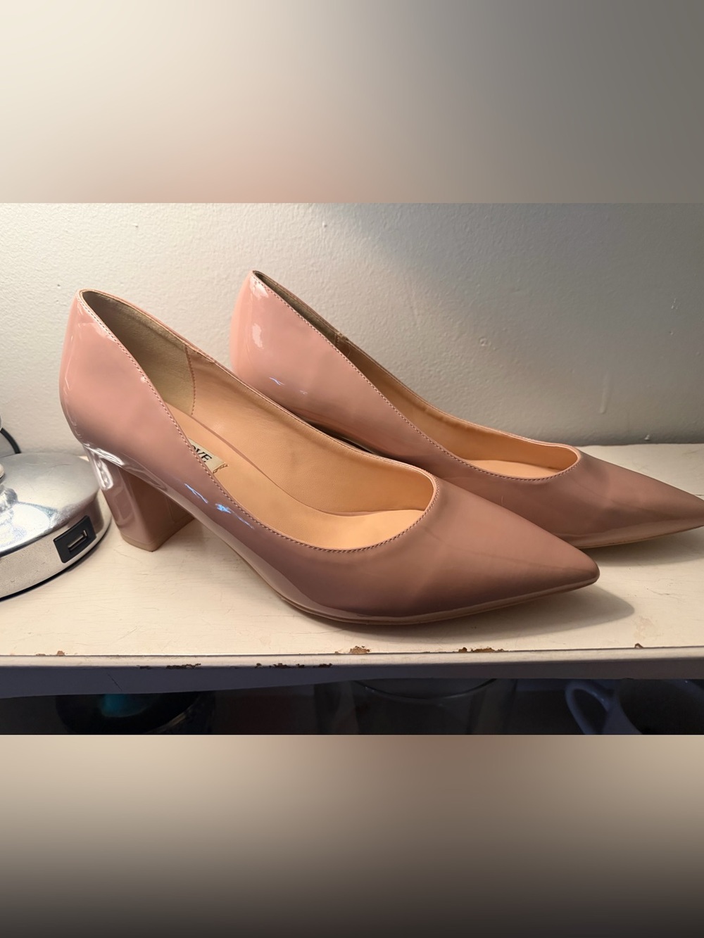 Joy in Love Women’s Patent Mid Heel Pumps in Blush Nude Pink 9.5